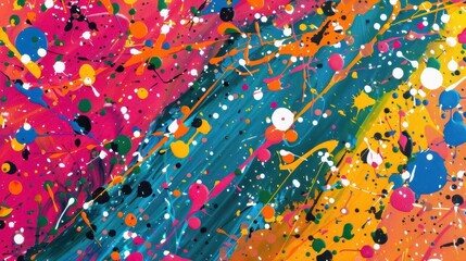 Wall Mural - energetic abstract splatter paint background vibrant colors acrylic on canvas