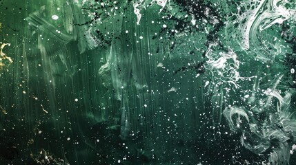 Wall Mural - Green black and white paint splashes creating a textured colored backdrop