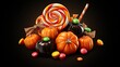 © BozStock - A close-up image of a pile of Halloween candy. The candy is arranged in a haphazard way, with some of the candy spilling out of the pile.