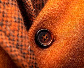 A button on a jacket with a brown and black design