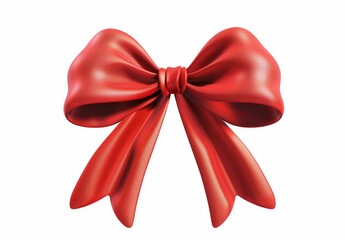 Wall Mural - A red ribbon with a bow is shown in a white background