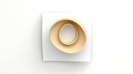 Wall Mural - This is a 3D rendering of a golden torus, or doughnut-shaped object. It is set against a white background and appears to be floating in space.