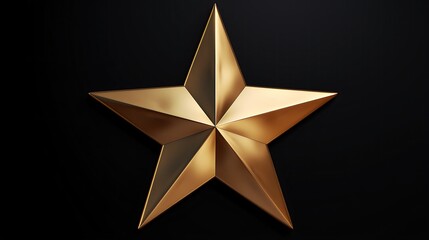 Wall Mural - This is a 3D rendering of a gold star on a black background. The star is simple, elegant, and has a metallic finish.