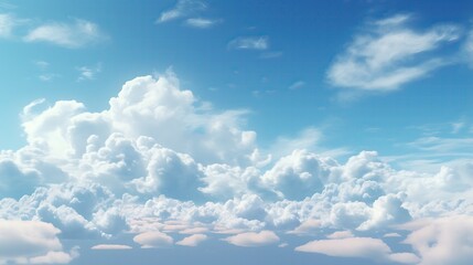 Amazing beautiful white fluffy cloudscape with a bright blue sky and puffy clouds in the background.