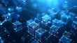 © Love Mohammad - Cube technology on Converging point of circuit with Abstract blue background. Blockchain Network System.