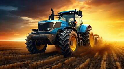 Wall Mural - a yellow and black tractor