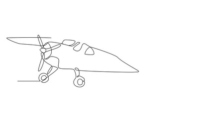 Wall Mural - Animated self drawing of airplane as air vehicle and transportation video design illustration. Air transportation design in simple linear video style. Non coloring vehicle design concept illustration