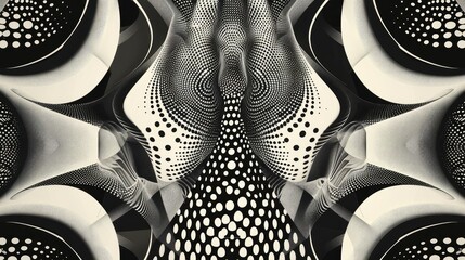 Wall Mural - geometric design in black and white artistic pattern with dotted details classic feel