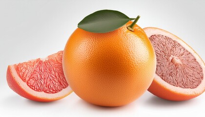 Wall Mural - orange grapefruit on white