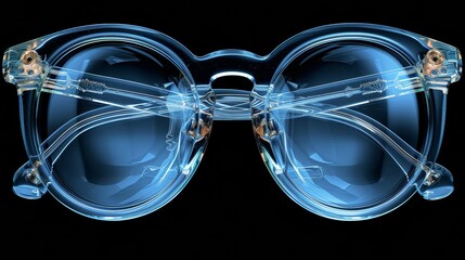 Canvas Print - X-ray scan of a pair of eyeglasses, highlighting the frames and lenses.