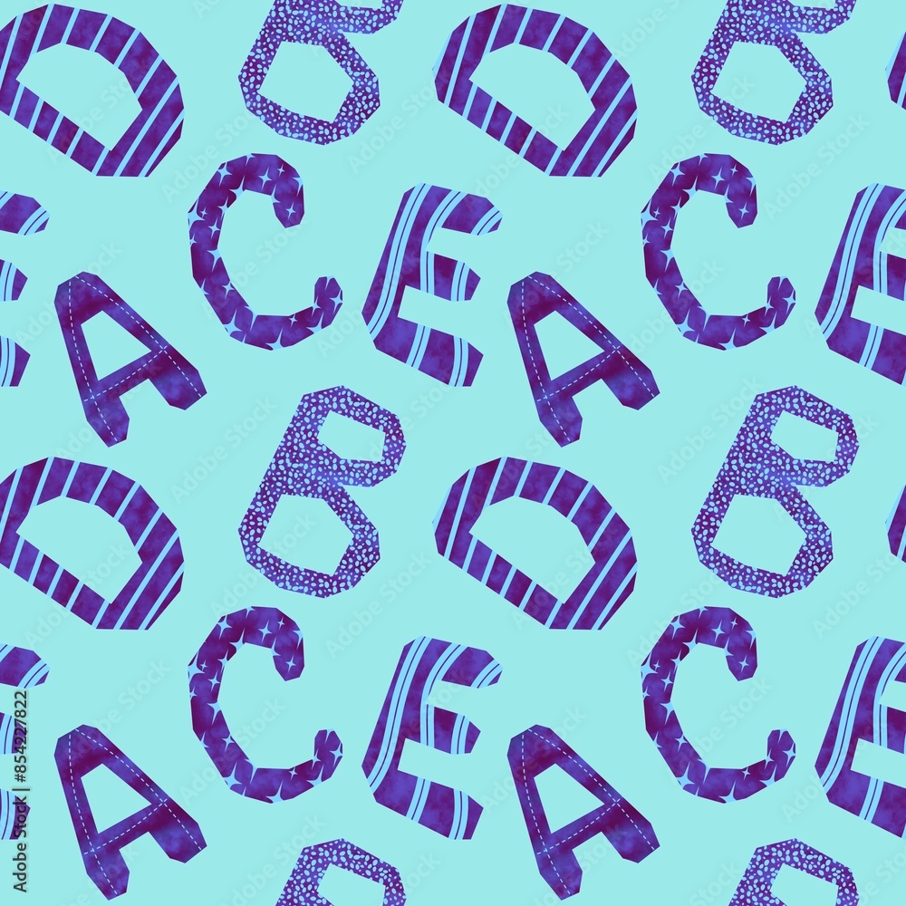 Cartoon alphabet seamless kindergarten pattern for wrapping paper and ...