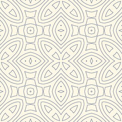 Canvas Print - Outline ethnic abstract background. Seamless pattern with symmetric geometric ornament. Can be used for coloring books and pages, textile print, page fill. Vector illustration