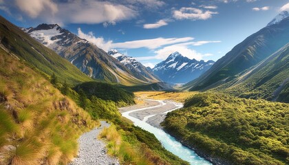 Wall Mural - rees valley on rees dart track new zealand