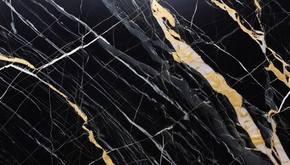 Wall Mural - dark natural black marble stone with golden veins slab vitrified high glossy texture marble generative ai