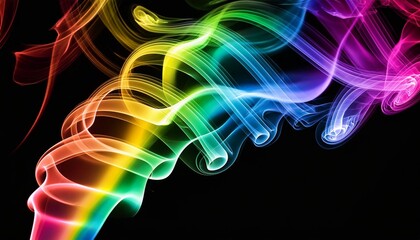 Wall Mural - black background with vibrant abstract rainbow swirls