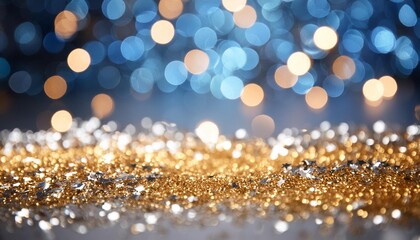 abstract glitter silver gold blue lights background de focused