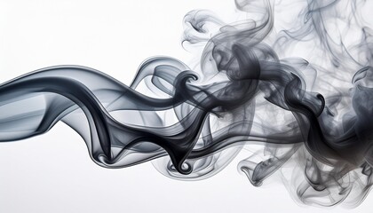 Wall Mural - swirling black smoke on white background