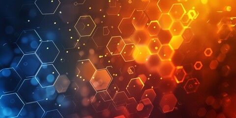 Poster - Abstract background with glowing hexagons and copy space, background concept