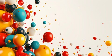 Wall Mural - Colorful abstract spheres floating on white background, copy space concept