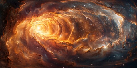 Wall Mural - An immersive 360-degree panorama of a wormhole in space, with swirling vortexes of energy and shifting cosmic currents