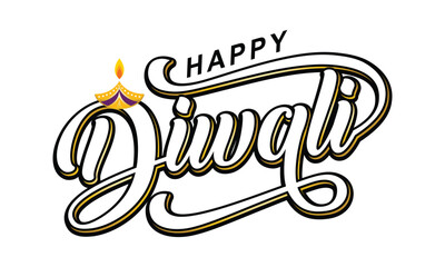 Wall Mural - Happy Diwali text vector, Happy Diwali text design, Happy Diwali cursive font design, Diwali Festival vector, Deepavali design