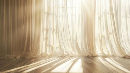 Wall Mural - Flowing sheer curtains in a sunlit room