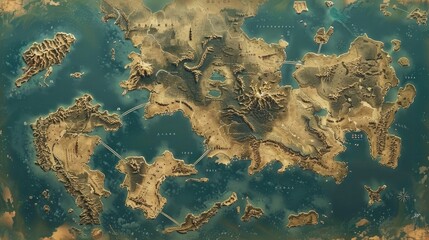 Wall Mural - Generative creating intricate fantasy RPG world map