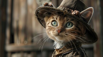 Gentle gaze, a kittys charm in headwear for whimsical accessory promos