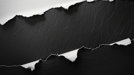 Wall Mural - Black and white torn paper with space for text on black background