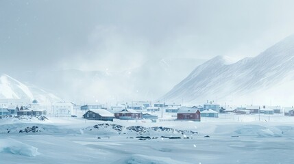 Wall Mural - Town at the end of the world in a Polar landscape,