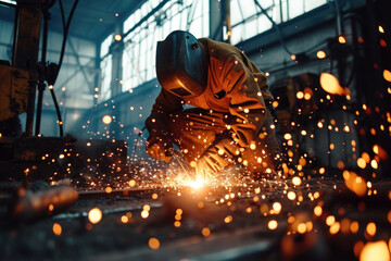 welder at work in factory