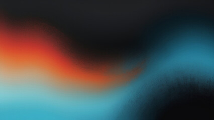 Wall Mural -  Grainy gradient background blue pink yellow abstract glowing color wave black dark backdrop noise texture banner poster header design 