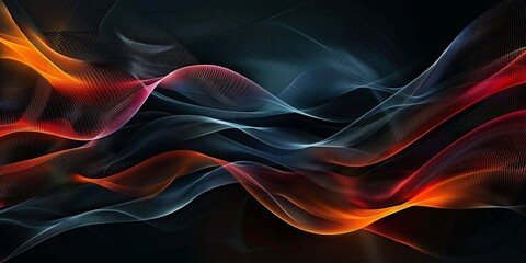 Wall Mural - Abstract wave patterns in German flag colors on dark background, copy space concept