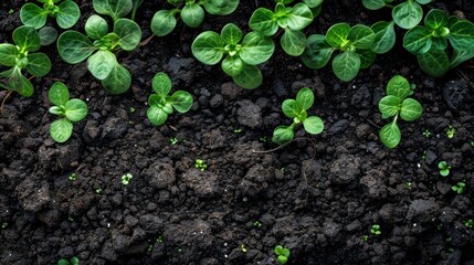 Fresh Growth: Top-View of Textured Green Seedling on Surface for Background