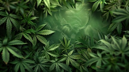 Wall Mural - Green Leaves of Cannabis - Vibrant Background for Marijuana Lovers