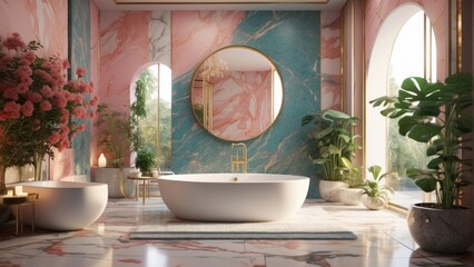Wall Mural - Heavenly bathroom with golden accents