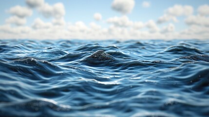 Wall Mural - The ocean is calm and peaceful, with no signs of any activity. The water is a deep blue color, and the sky is clear and blue