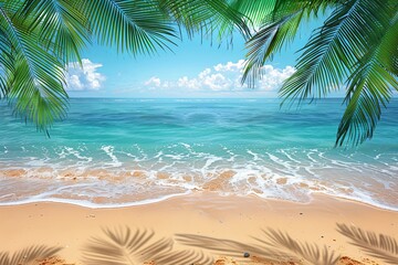 Canvas Print - Beach Summer Background created with Generative AI