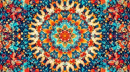 Sticker - Colorful kaleidoscope background with a distinct mandala pattern