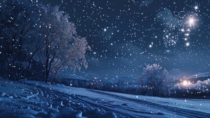 Wall Mural - winter night sky full of stars