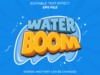 Wall Mural - water boom text effect, font editable, typography, 3d text. vector template
