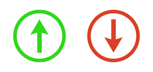 Wall Mural - Green Up and Red Down Arrow Icons Isolated on Transparent Background