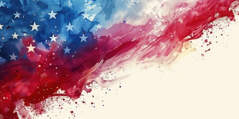 Wall Mural - Abstract Watercolor Fourth Of July USA Independence Day Background. Generative AI