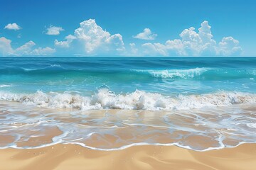 Canvas Print - Beach Summer Background created with Generative AI