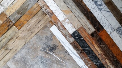 Wall Mural - decorating with ceramic tiles and cement flooring transitioning between wood marble and exterior and