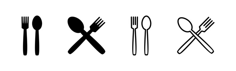 Wall Mural - spoon and fork icon set. spoon, fork and knife icon vector. restaurant icon