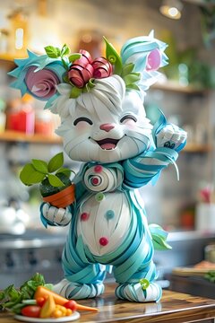 Paper Quilling, A cub trying to follow traditional recipes, creating a hilarious mess in the kitchen.,