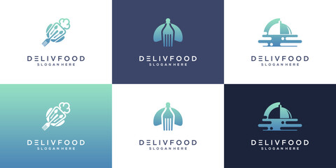 collection of food delivery logo vector. food order service unique design illustration template.