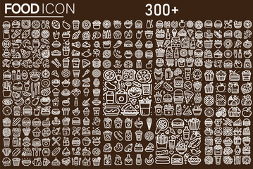 Food & Drinks Icons, Healthy Food Concept Seamless Pattern and Background with Line Icons, Collection of delicious food, All food set. Set of line icons related to wellness, wellbeing, mental health.