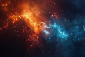 a beautiful blue and orange sky with a large, glowing cloud